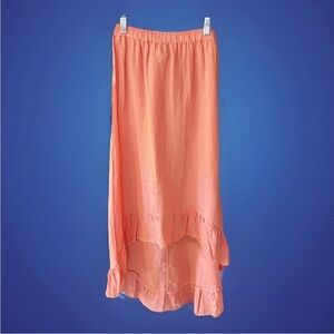 Very Nice Vintage Match Point Linen Hi-Low Skirt Sz S Coral Beach Coastal Boho